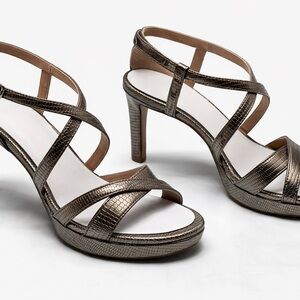Naturalizer Metallic Bronze Strappy Heels Women’s Sandals Comfort Size 6M